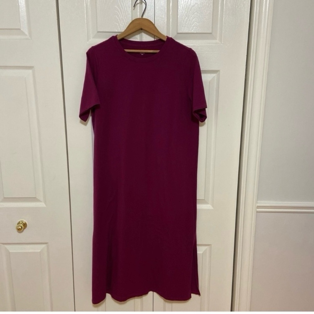 Eileen Fisher 100% Pima Cotton Stretch Jersey Crew Neck Dress Medium